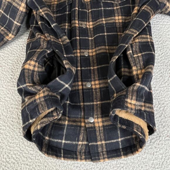 Carbon2Cobalt Jacket Mens XL Blue Tan Plaid Sherpa Lined Snap Shirt Shacket - Picture 4 of 9
